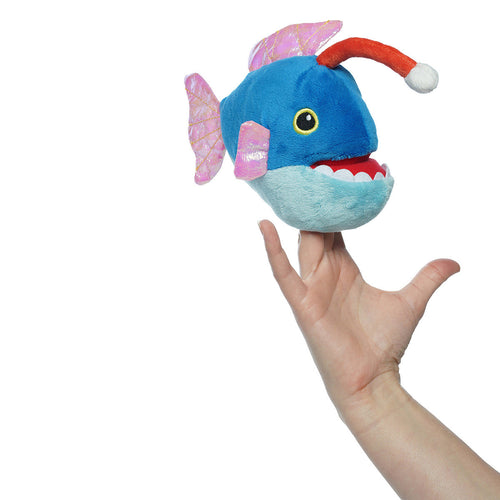 Burattino da dito a forma di pescecane luminoso